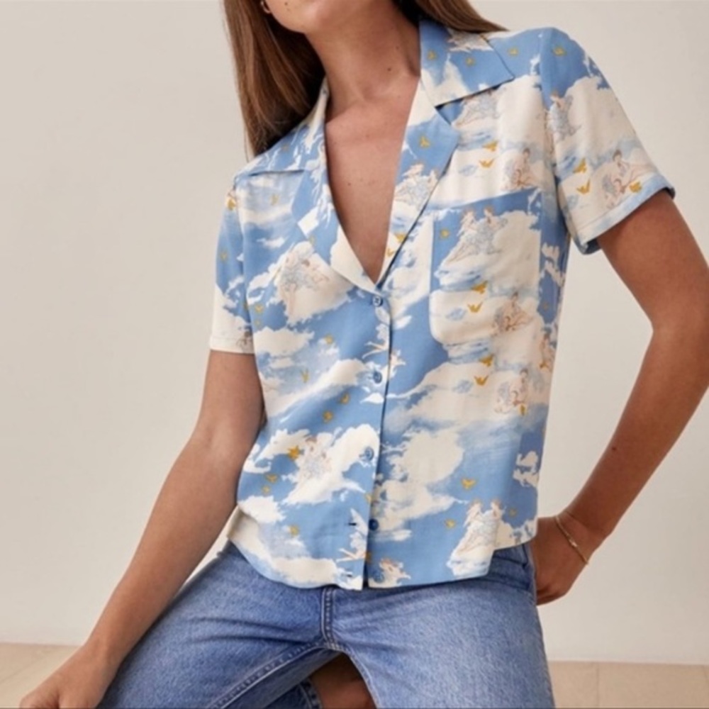 Reformation Cuba Top Cielo Print